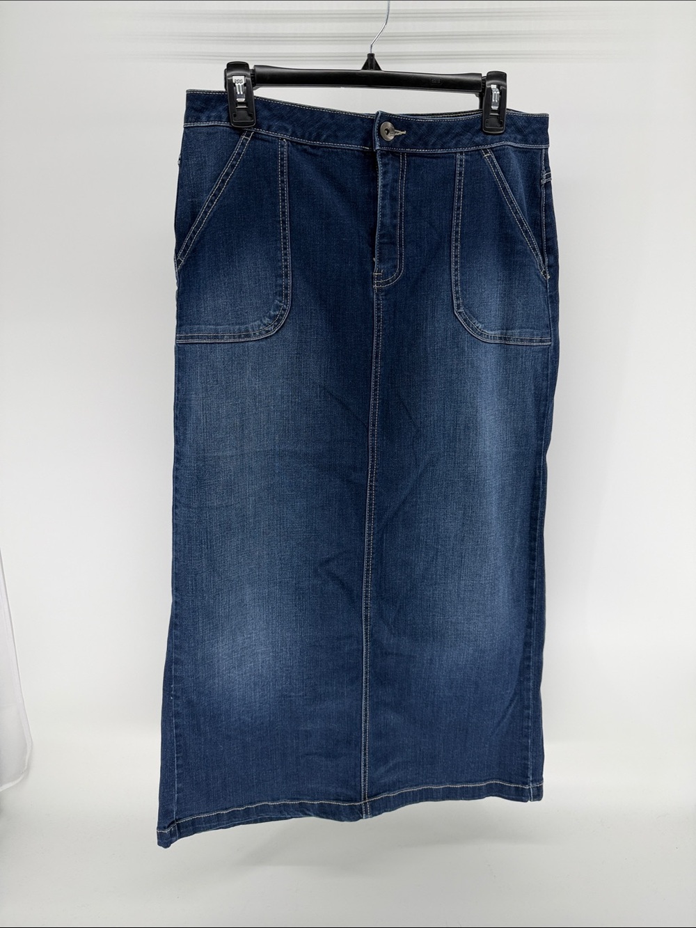 Cato Indigo Denim Straight Skirt with Front Patch Pockets size 8